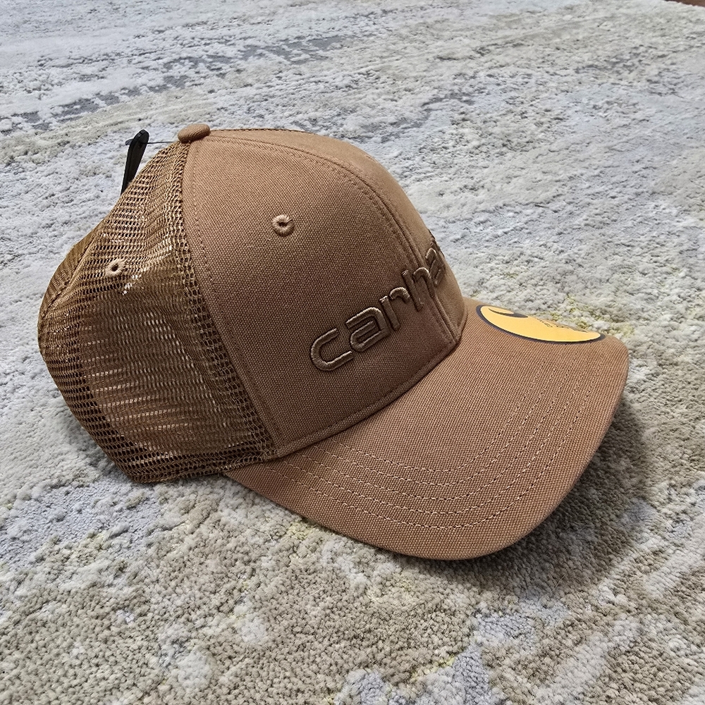 Carhartt Men's Canvas Mesh-Back Logo Graphic Cap Carhartt Brown/Oiled Walnut Hat - Picture 6 of 6